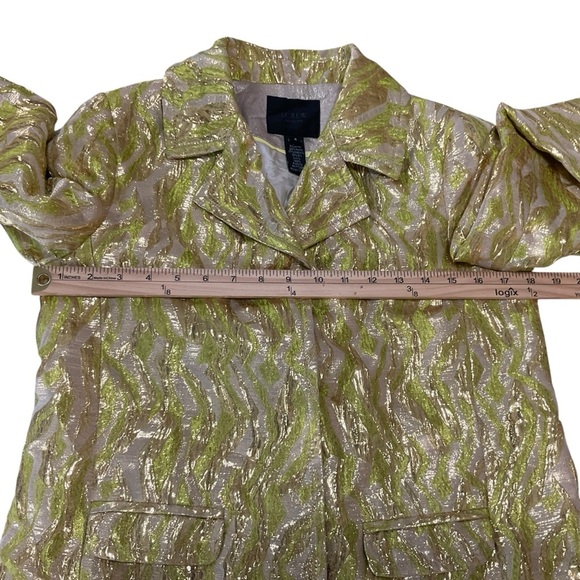 J.Crew Collection Metallic Brocade Blazer Jacket Green Gold Size 4 - Picture 8 of 8